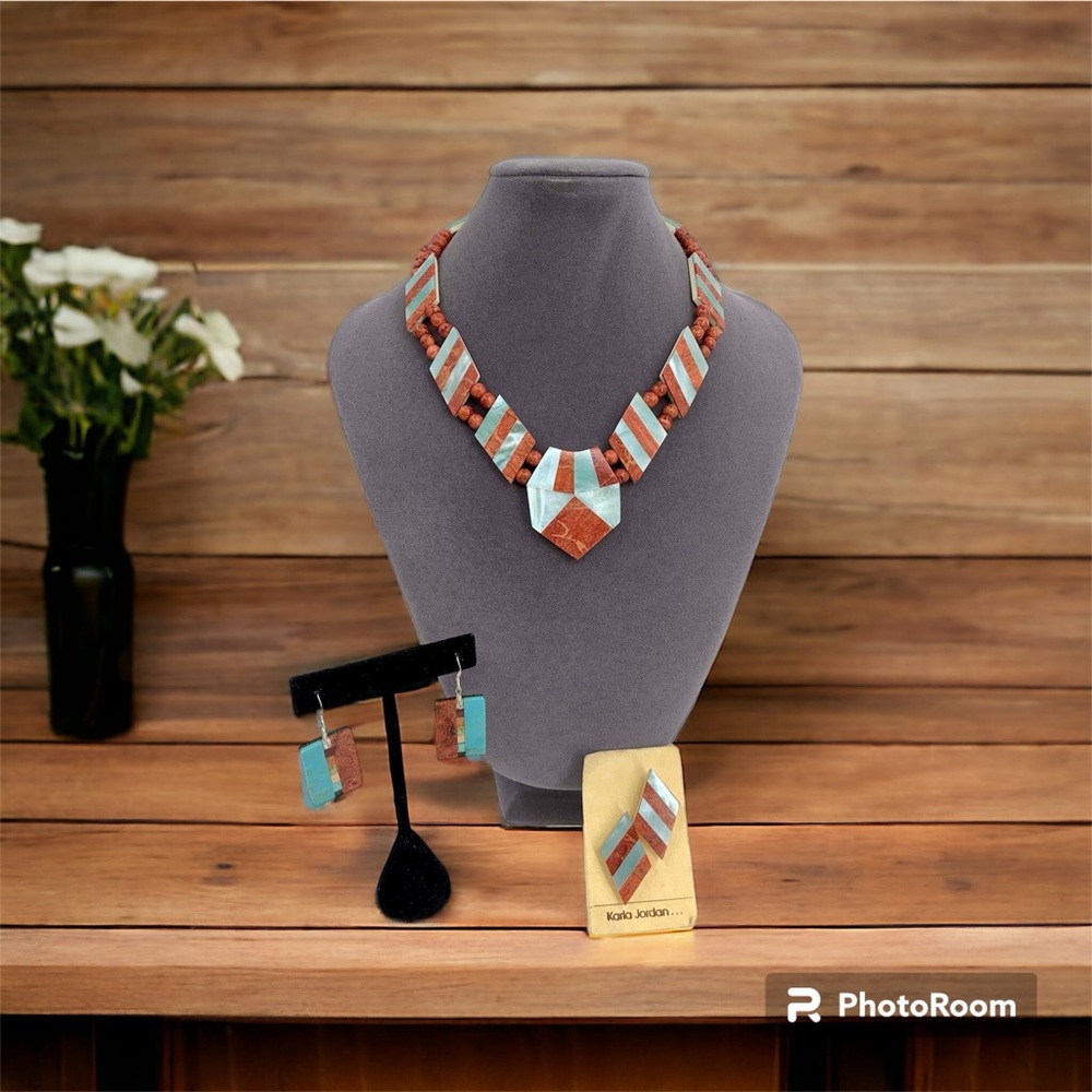 Karla Jordan Inlaid Necklace and Earring Set